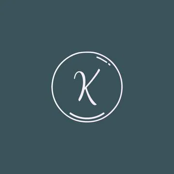 Creative initial letter K handwriting logo with circle hand drawn template ve 스톡 일러스트