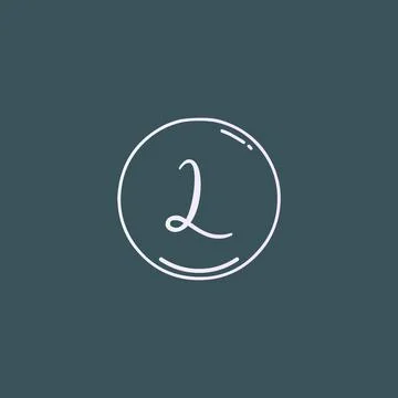 Creative initial letter L handwriting logo with circle hand drawn template ve 스톡 일러스트