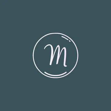 Creative initial letter M handwriting logo with circle hand drawn template ve Stock Illustration
