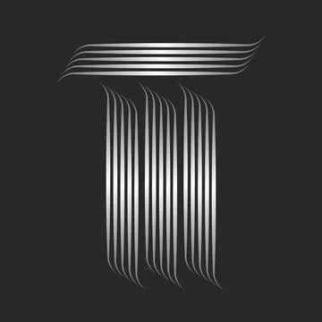 Creative Initial letter M monogram logo, silver thin lines pattern art styl.. Illustrazione stock