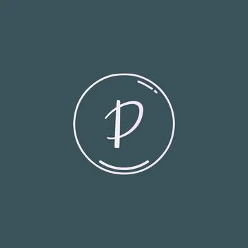Creative initial letter P handwriting logo with circle hand drawn template ve Stock-Illustration