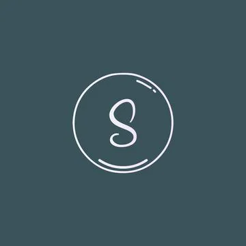 Creative initial letter S handwriting logo with circle hand drawn template ve Stock Illustration