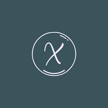 Creative initial letter X handwriting logo with circle hand drawn template ve Stock Illustration