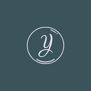 Creative initial letter Y handwriting logo with circle hand drawn template ve Stock Illustration