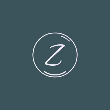 Creative initial letter Z handwriting logo with circle hand drawn template ve Stock-Illustration