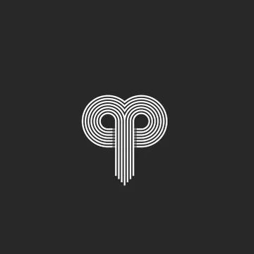 Creative initials qp or pq logo monogram, parallel thin lines minimalist desi Stock Illustration
