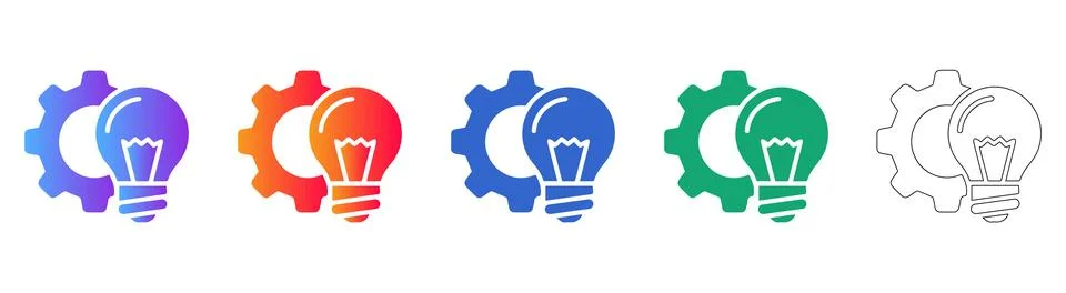 Creative Innovation and Problem Solving Icon Set Stock Illustration