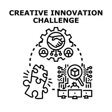 Creative innovation challenge fostering teamwork solutions concept Stock Illustration