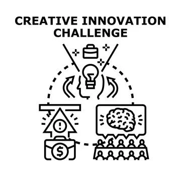 Creative innovation challenge generating new business ideas Stock Illustration