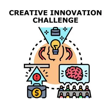 Creative innovation challenge generating new business ideas Stock Illustration