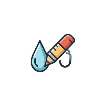 Creative innovation featuring pencil merging with water drop metaphor for i.. Ilustração Stock
