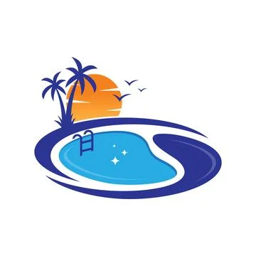 Creative innovation for swimming pool concept abstract logo design template Stock Illustration