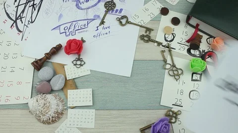 Creative inscriptions on paper Stock Footage 88075630