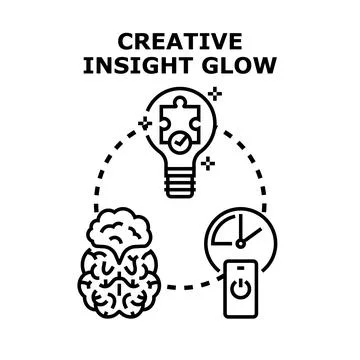 Creative insight brainstorming process generating new ideas Stock Illustration