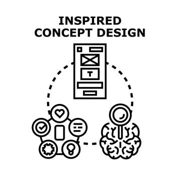 Creative inspiration developing mobile user interface design concept Stock Illustration