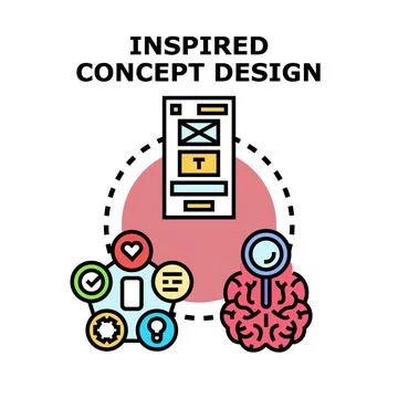 Creative inspiration developing mobile user interface design concept Stock Illustration