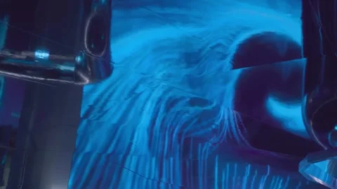 Creative installation symbolizing safe nuclear energy production in modern world Stock Footage 287957278