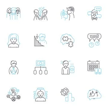 Creative intelligence linear icons set. Imagination, Innovation, Ingenuity Stock Illustration