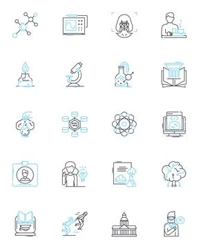 Creative interaction linear icons set. Collaboration, Ideation, Innovation Stock Illustration