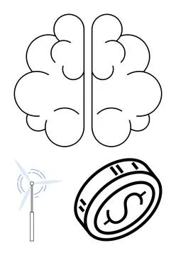 Creative Intersection of Innovation, Renewable Energy, and Financial Growth Stock Illustration