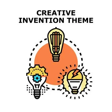 Creative invention concept with illuminating light bulbs Stock Illustration