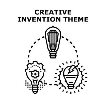 Creative invention concept with illuminating light bulbs Stock Illustration