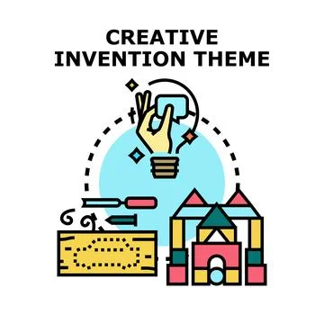 Creative invention theme developing new ideas concept Ilustración de archivo
