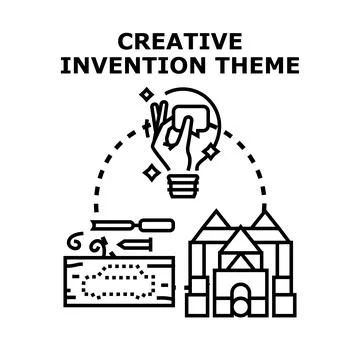 Creative invention theme developing new ideas concept Ilustración de archivo