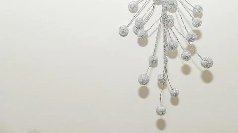 Creative inverted Christmas tree made of silver berries and branches, Stock Photos