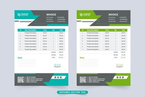Creative invoice template vector with abstract modern shapes. Professional in Stock Illustration