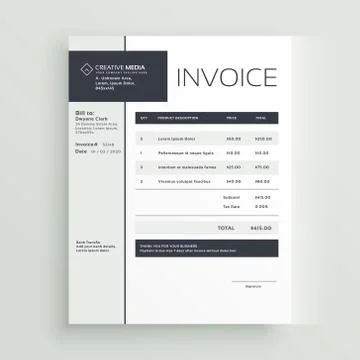 Creative invoice template vector design Stock Illustration