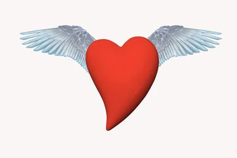 Creative on isolated white background, mockup heart with wings, concept of ma Stock Photos