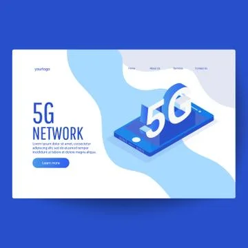 Creative isometric vector illustration of 5G network system technology concep Stock Illustration