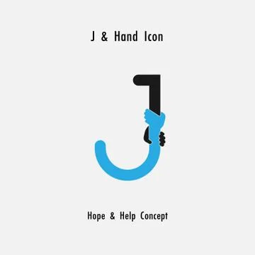 Creative J- alphabet icon abstract and hands icon design vector template.Busi Stock Illustration