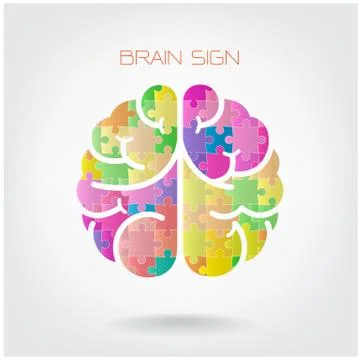 Creative jigsaw left and right brain sign Stock Illustration