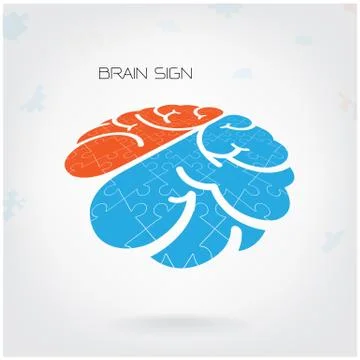 Creative jigsaw left and right brain sign Stock Illustration