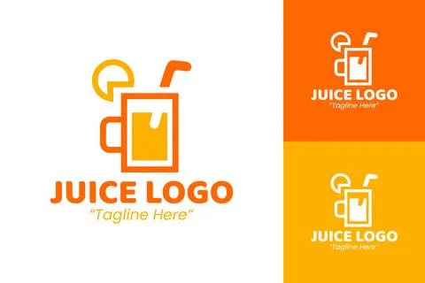 Creative Juice Logo Design with Orange and Yellow for Fresh Juice Branding Stock-Illustration
