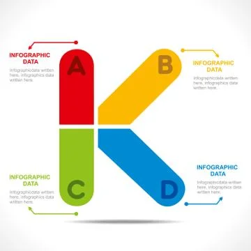 Creative  K  alphabet info-graphics design concept vector Stock Illustration