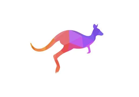 Creative kangaroo nature logo design concept, running kangaroo. Kangaroo vect Stock Illustration