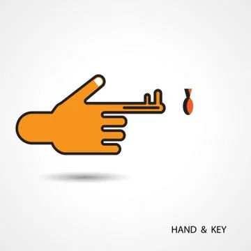 Creative key and hand icon abstract logo design Stock Illustration