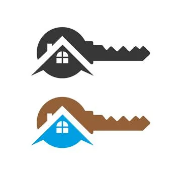 Creative key house security logo design. Home sell, home buy, reality buy vector Stock Illustration