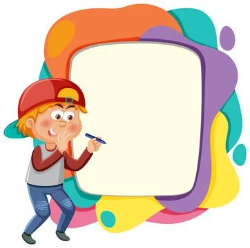 Creative Kid with Colorful Thought Bubble Stock Illustration