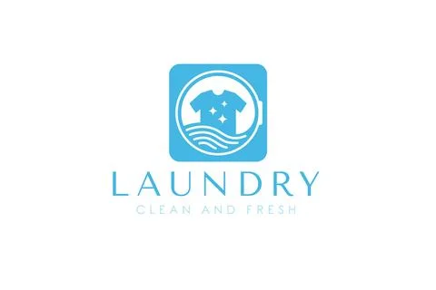 Creative laundry logo design template. Clothes, water, and washing machine .. Stock Illustration