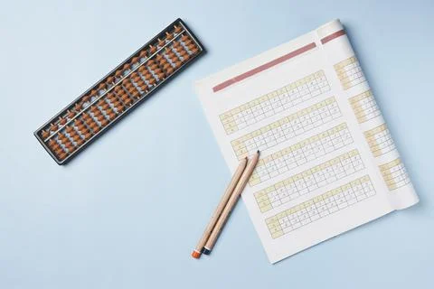 Creative lay out of mental mathermatics items Stock Photos