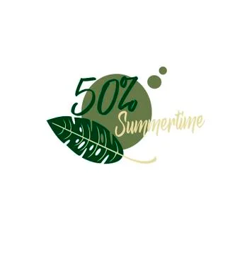 Creative layout - 50 discount in stores - summer sale. Contour silhouette sti Stock Illustration