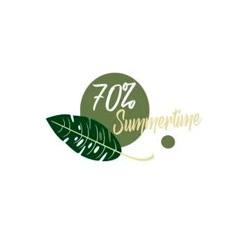 Creative layout - 70 discount in stores - summer sale. Contour silhouette sti Stock Illustration