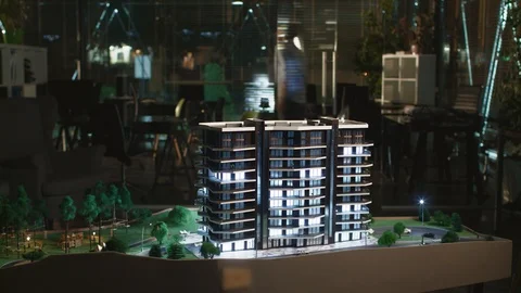 Creative Layout Of City Buildings. Professional Exterior. Stock Footage 113114340