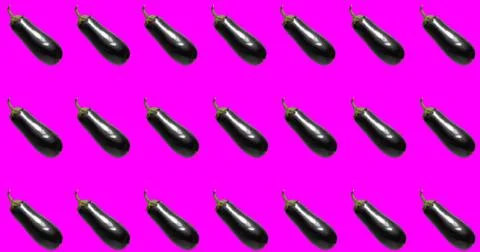 Creative layout, Eggplant Pattern, fuchsia color , creative memories, vegetab Stock Photos