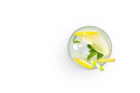 Creative layout - fresh lemonade and ingredients isolated Stock Photos