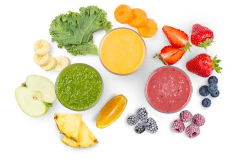 Creative layout of fresh smoothies Stock Photos